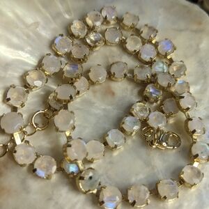 Natural Rainbow Moonstone Necklace in 14K Gold Plated